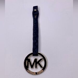 MICHAEL KORS GOLD HARDWARE MK LOGO CHARM  BLACK LEATHER HANDBAG FOB